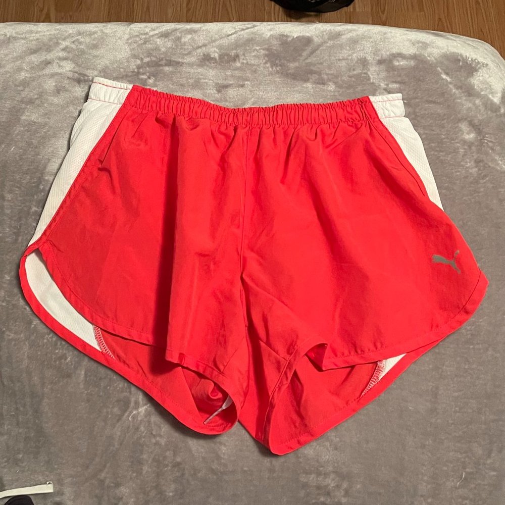 Puma Women's Running Shorts | Color: Pink and White | Size: Medium